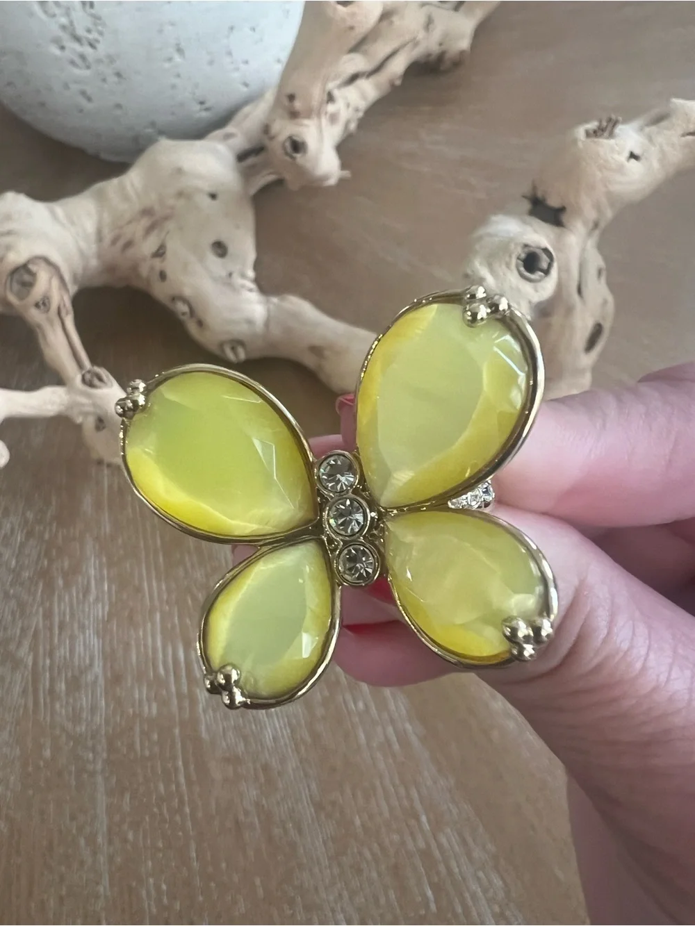 Yellow Butterfly Cocktail Ring - Women's Fashion Jewelry